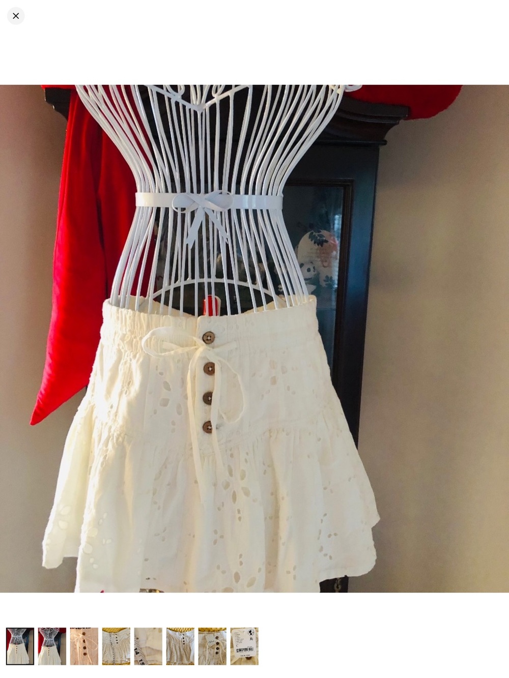 Free People Roselle Eyelet Skirt in Ivory size large